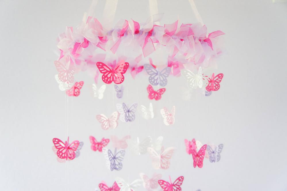 Girl Nursery Decor- Pink & Lavender Nursery Mobile, Baby Shower Gift