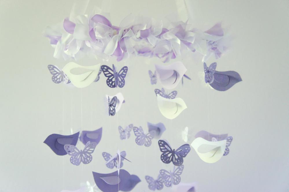 Butterflies & Birds Nursery Mobile, Baby Shower Gift