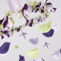 Purple Lavender Green Bird Nursery Mobile, Baby Shower Gift, Photographer Prop